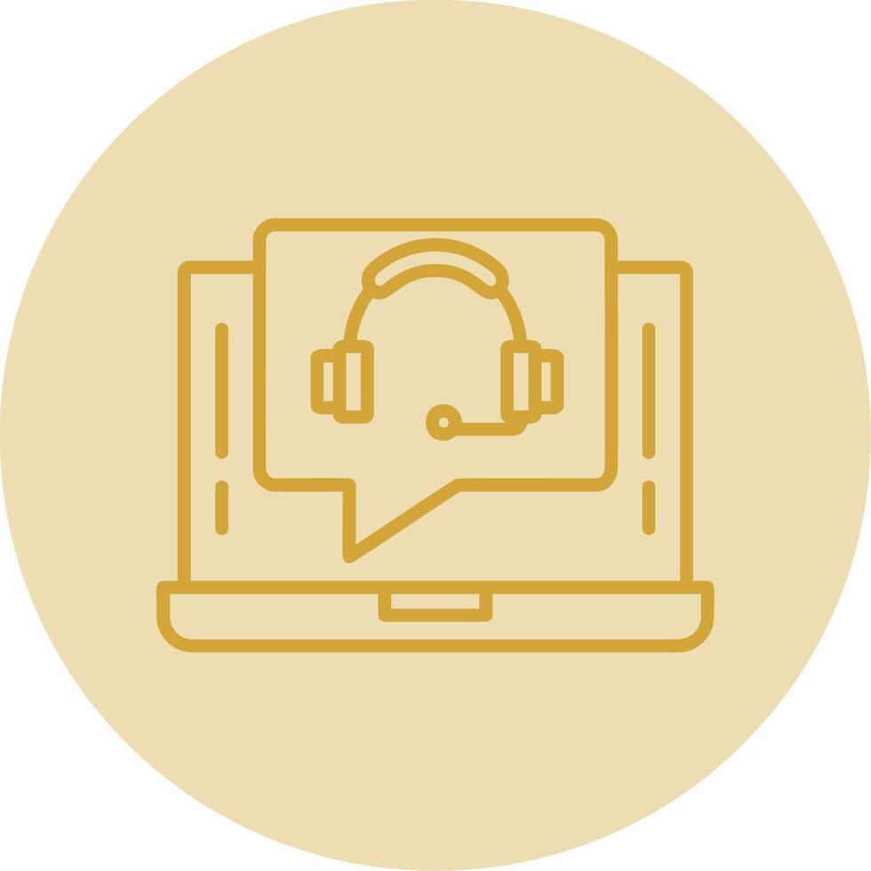 Support Call Line Yellow Circle Icon vector