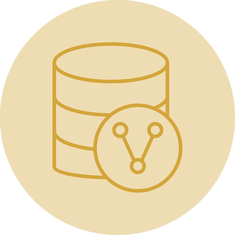 Database Sharing Line Yellow Circle Icon vector