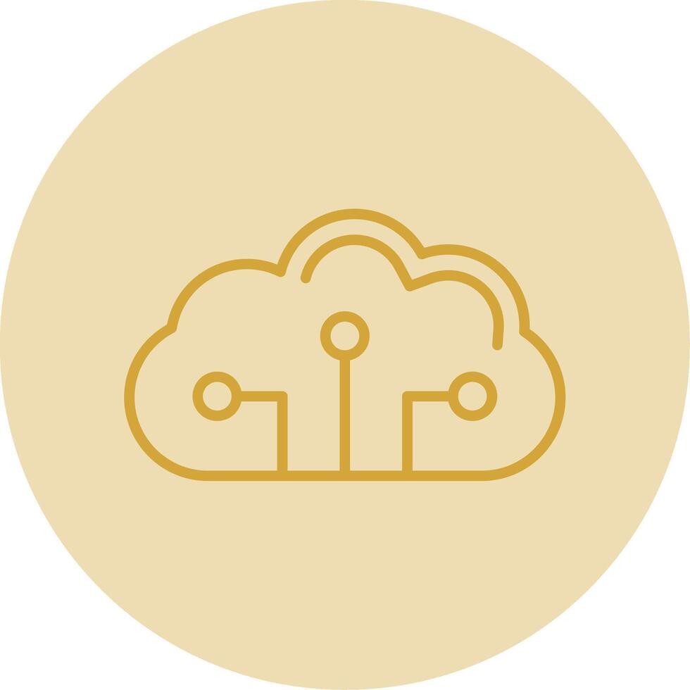 Cloud Circuit Line Yellow Circle Icon vector