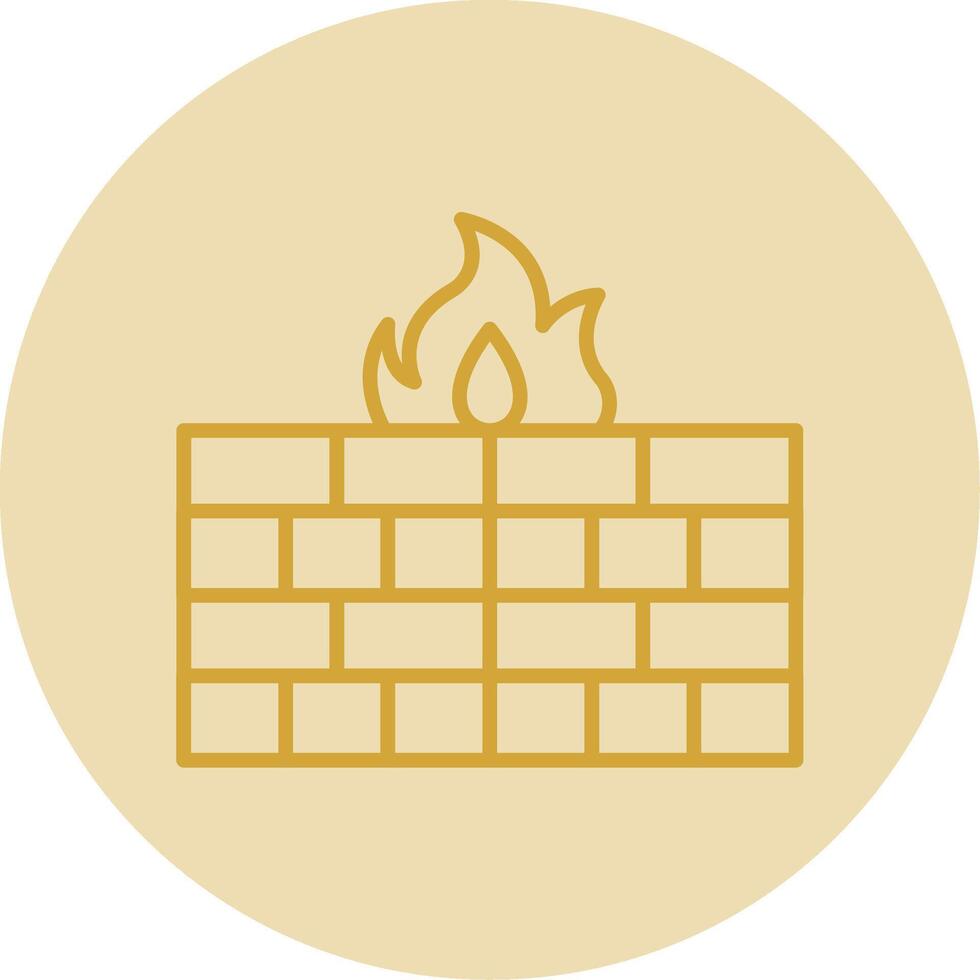 Firewall Line Yellow Circle Icon vector