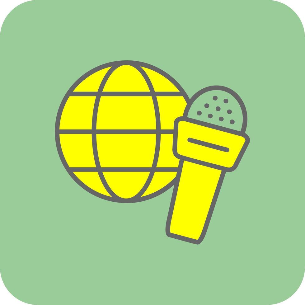 global Noticias lleno amarillo icono vector