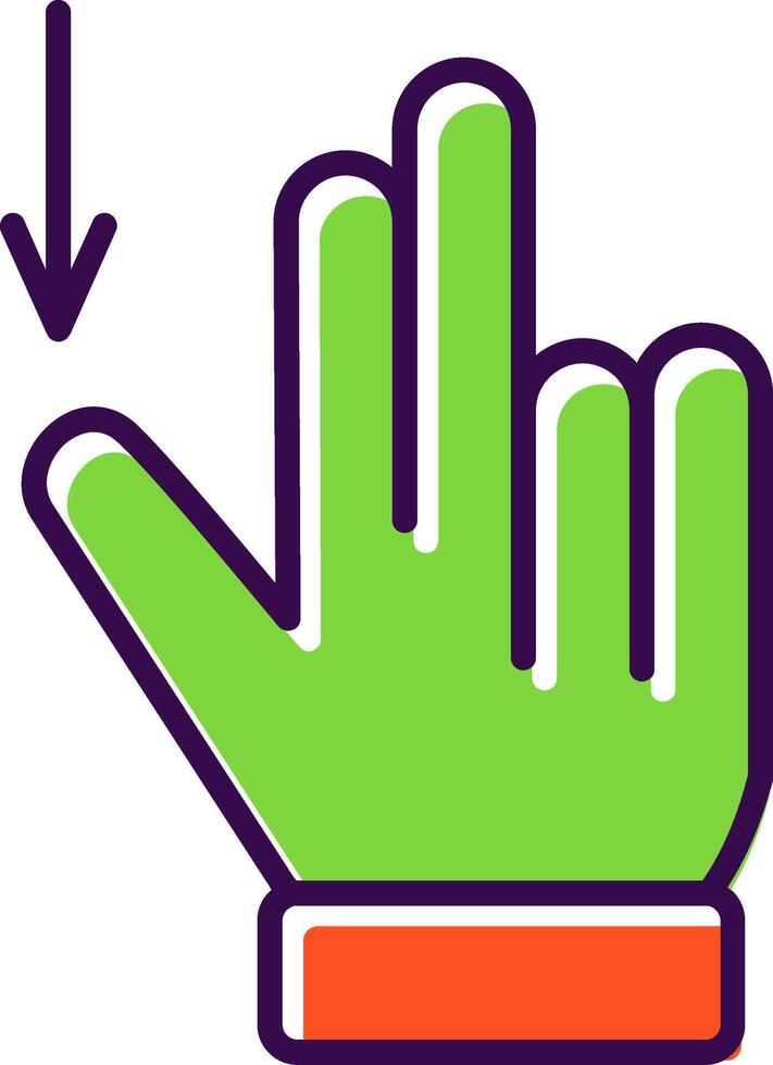 Two Fingers Drag Down filled Design Icon vector