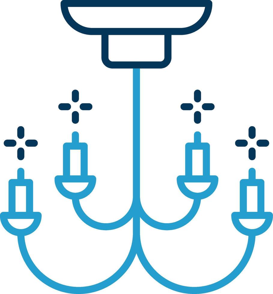 Chandelier Line Blue Two Color Icon vector