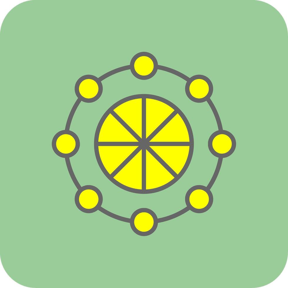 Link Wheel Filled Yellow Icon vector