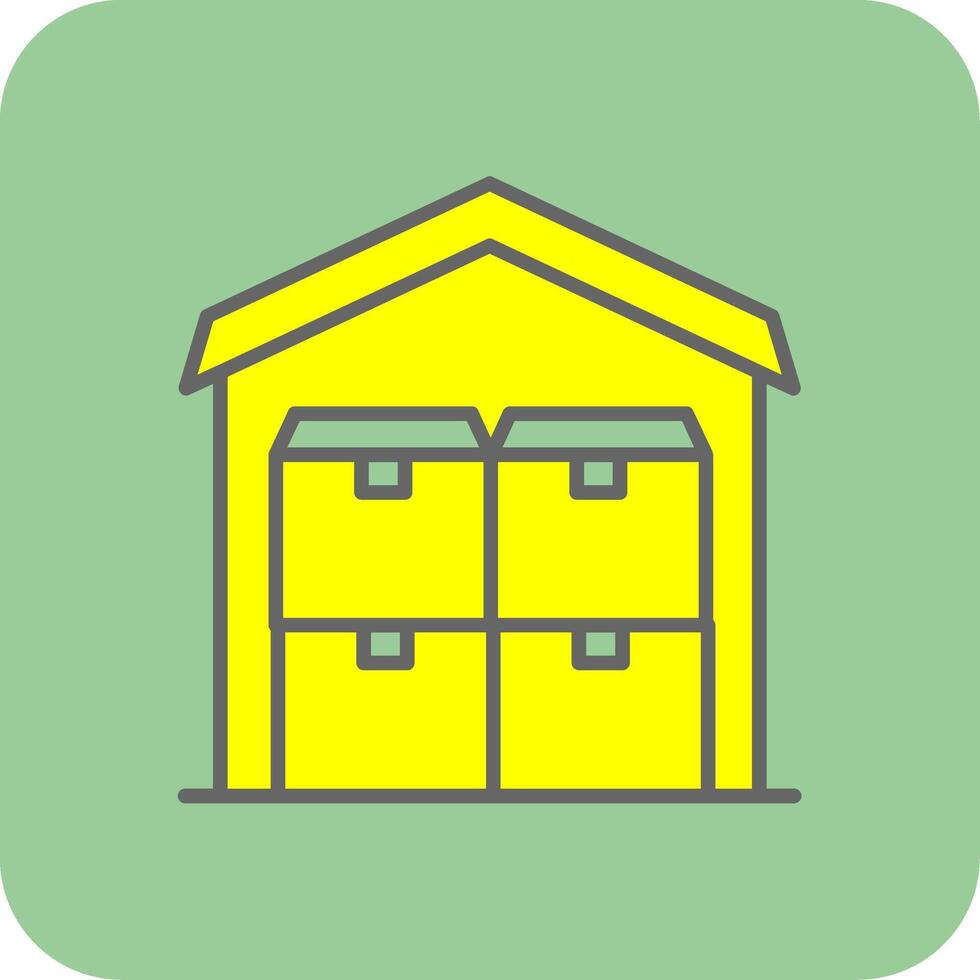 Commercial Warehouse Filled Yellow Icon vector