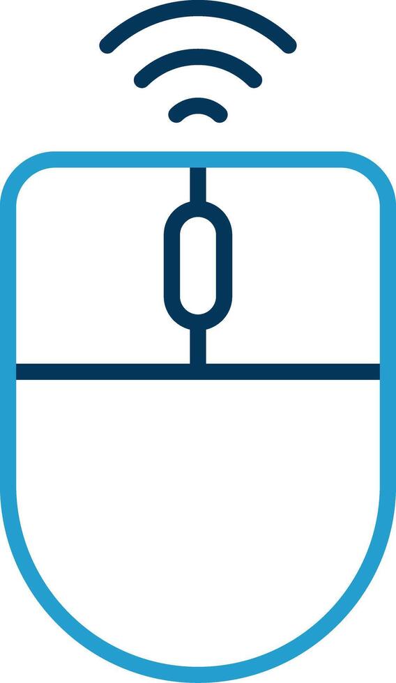 Wireless Mouse Line Blue Two Color Icon vector