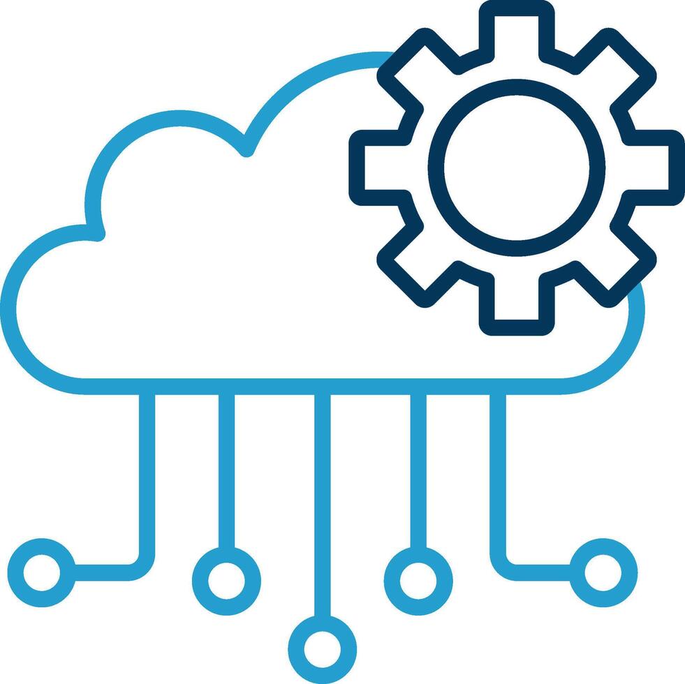 Cloud Computing Line Blue Two Color Icon vector