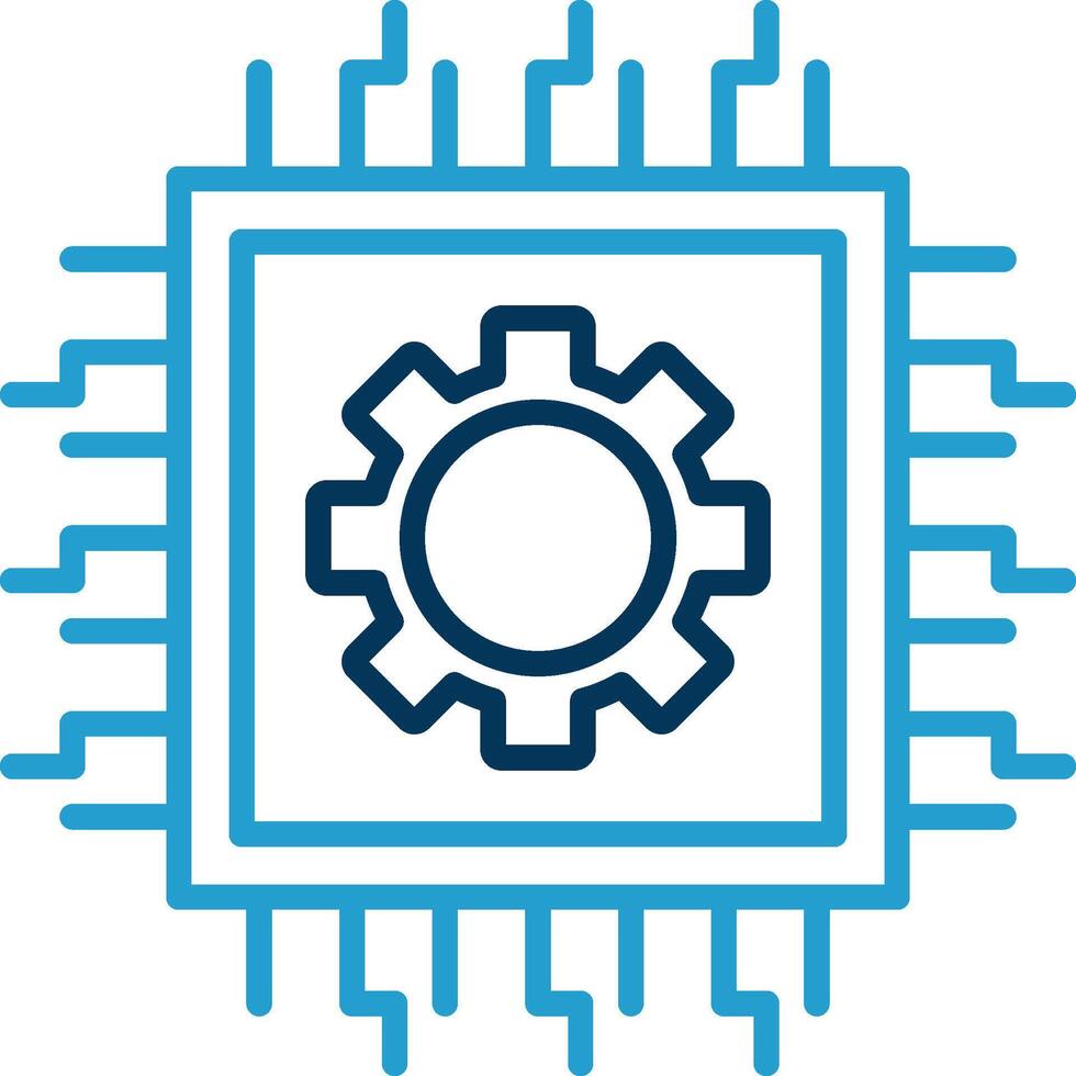 Processor Line Blue Two Color Icon vector