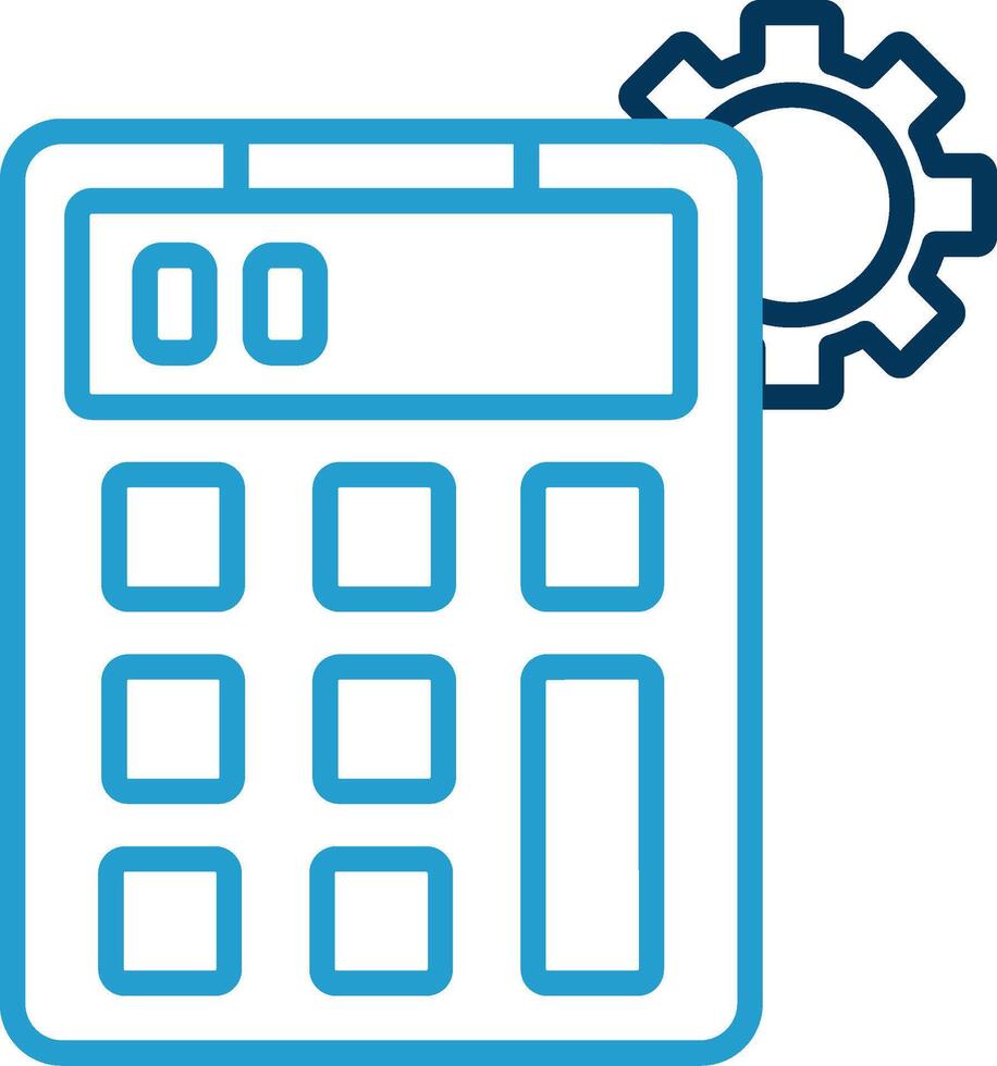 Calculator Line Blue Two Color Icon vector