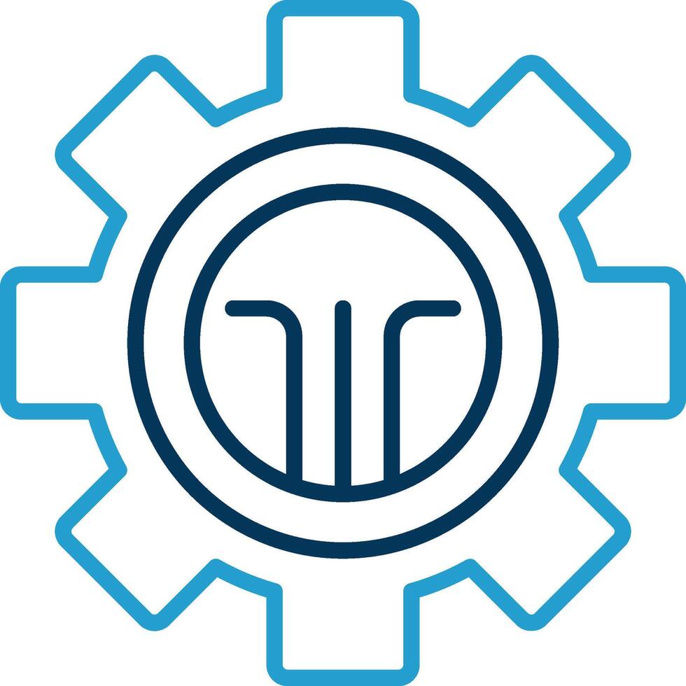 Cog Line Blue Two Color Icon vector