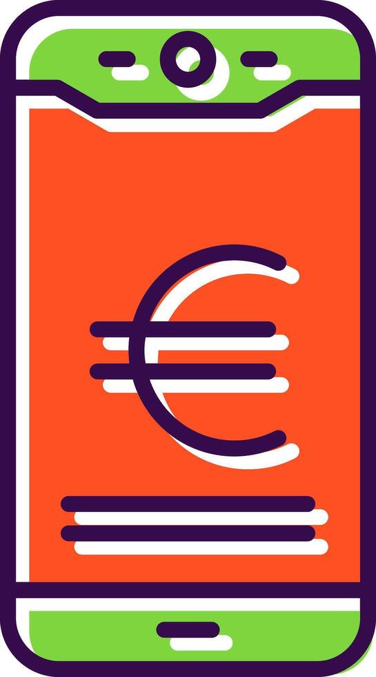 Euro Mobile Pay filled Design Icon vector