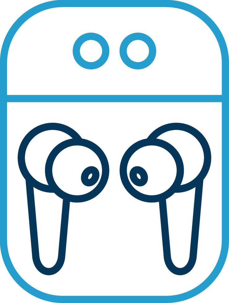 Earbuds Line Blue Two Color Icon vector