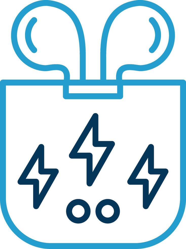 Earbuds Line Blue Two Color Icon vector