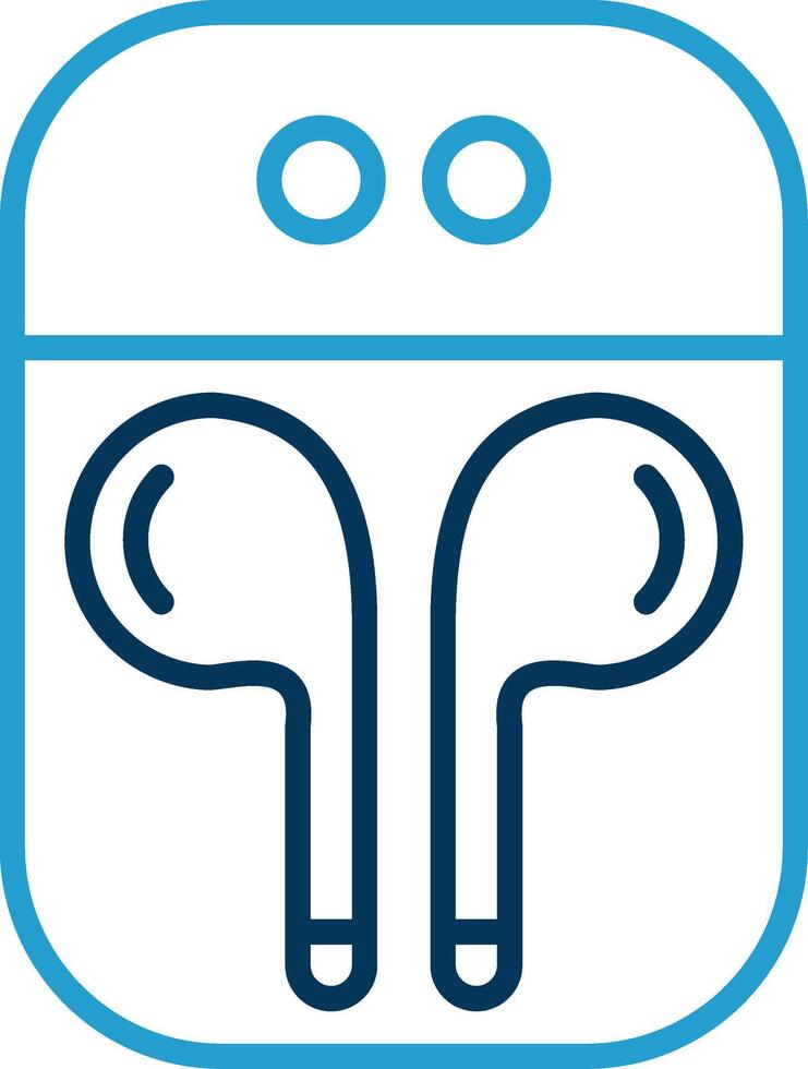 Earbuds Line Blue Two Color Icon vector