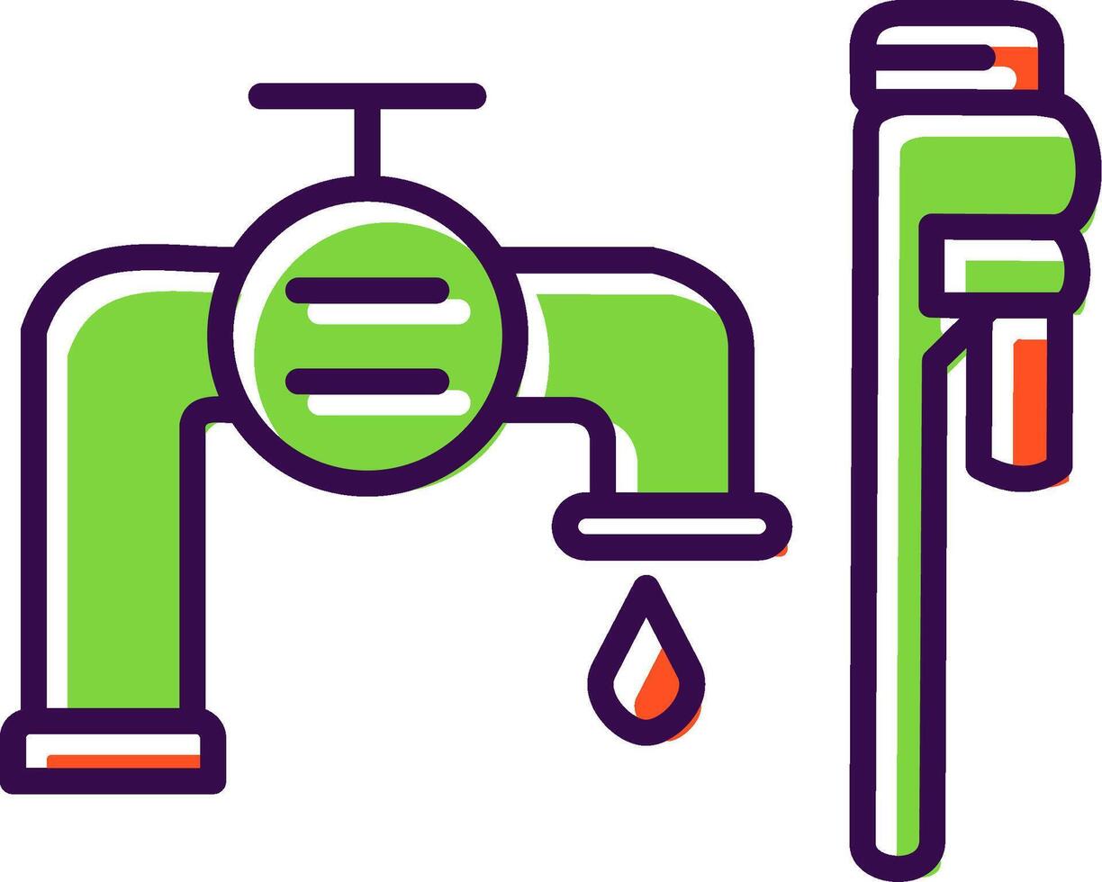 Plumbing installation filled Design Icon vector