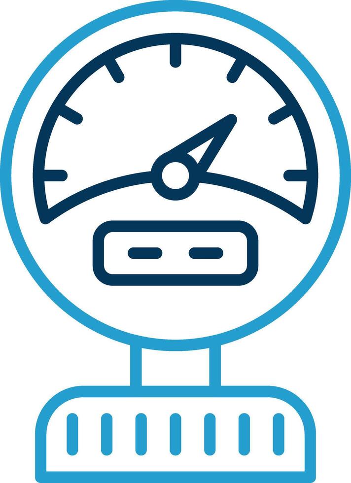 Pressure Gauge Line Blue Two Color Icon vector