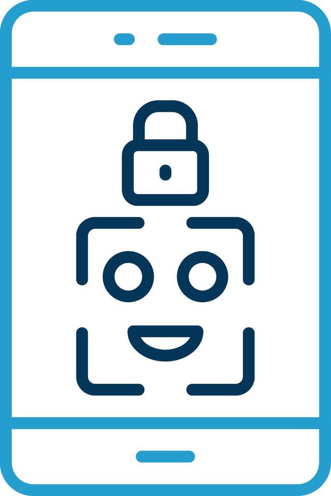 Facial Recognition Line Blue Two Color Icon vector