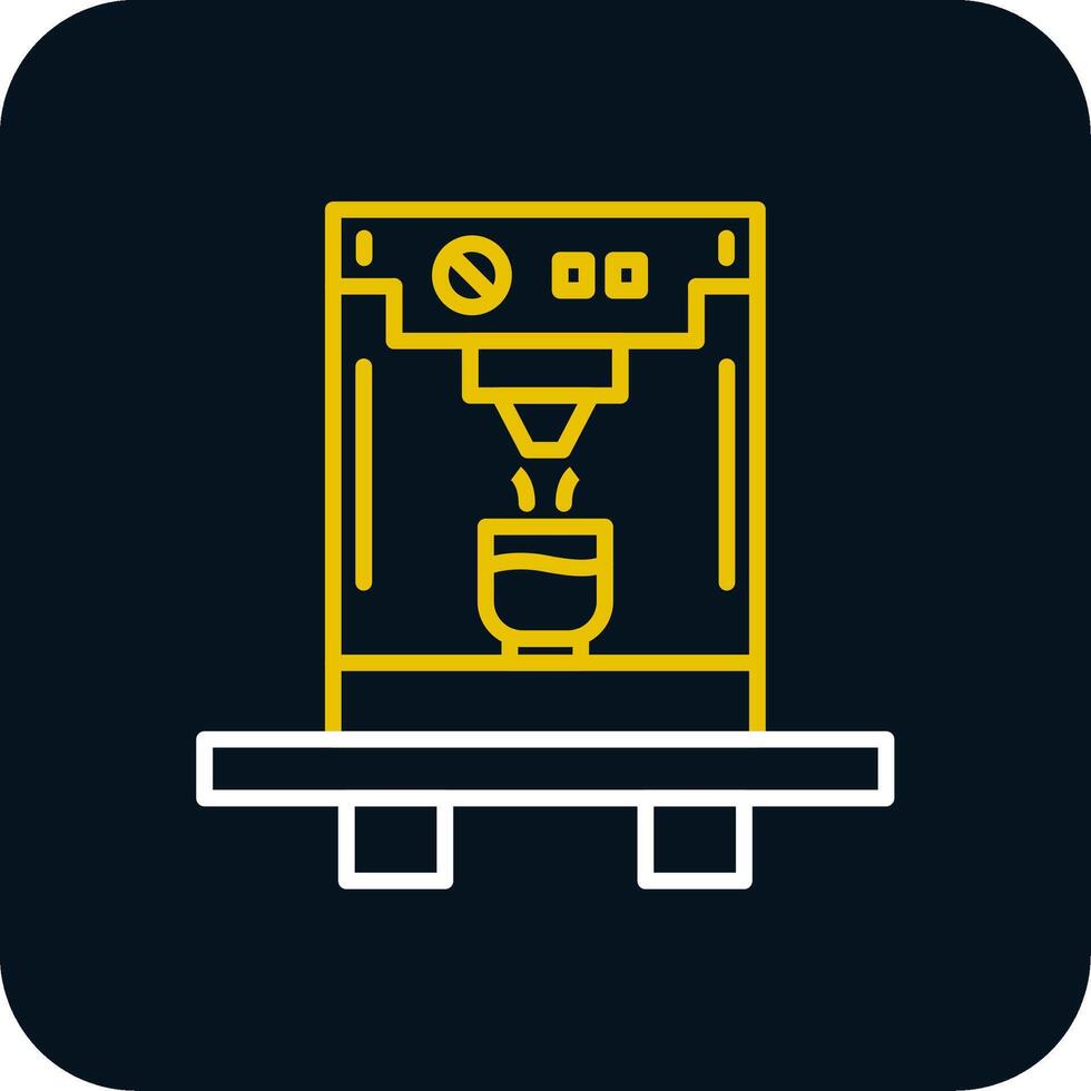 Coffee Machine Line Yellow White Icon vector