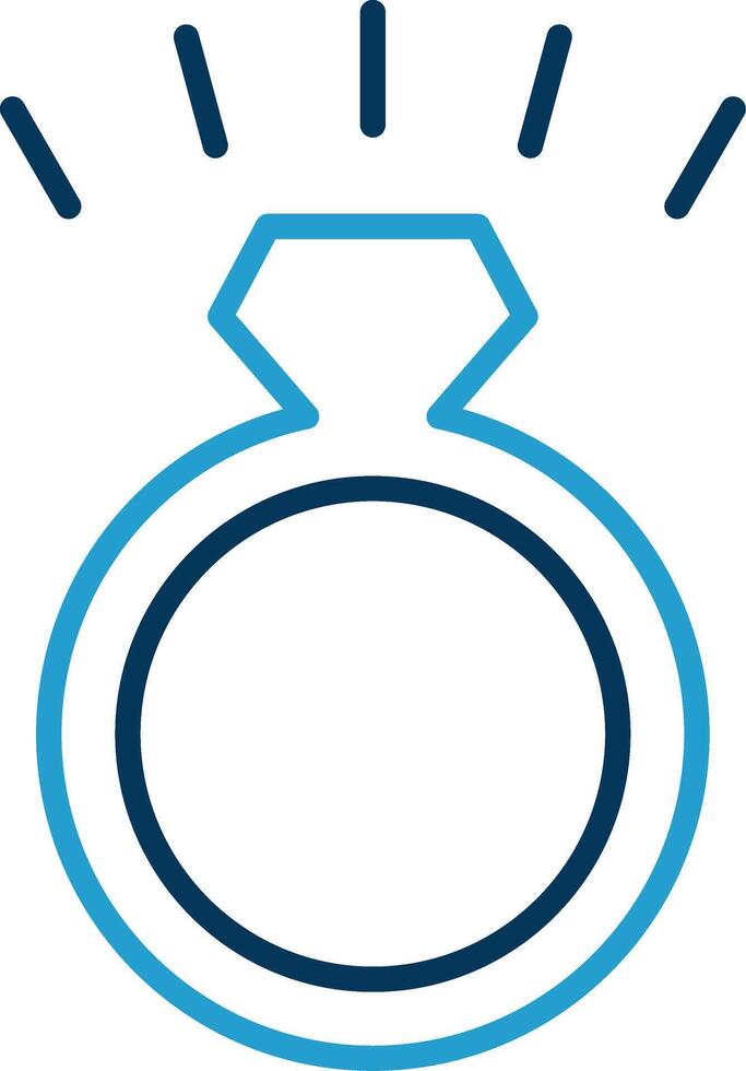 Diamond Ring Line Blue Two Color Icon vector
