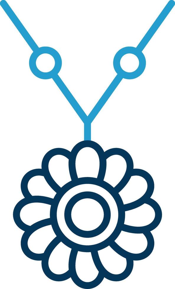 Necklace Line Blue Two Color Icon vector