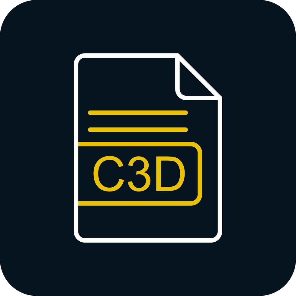 C3D File Format Line Yellow White Icon vector