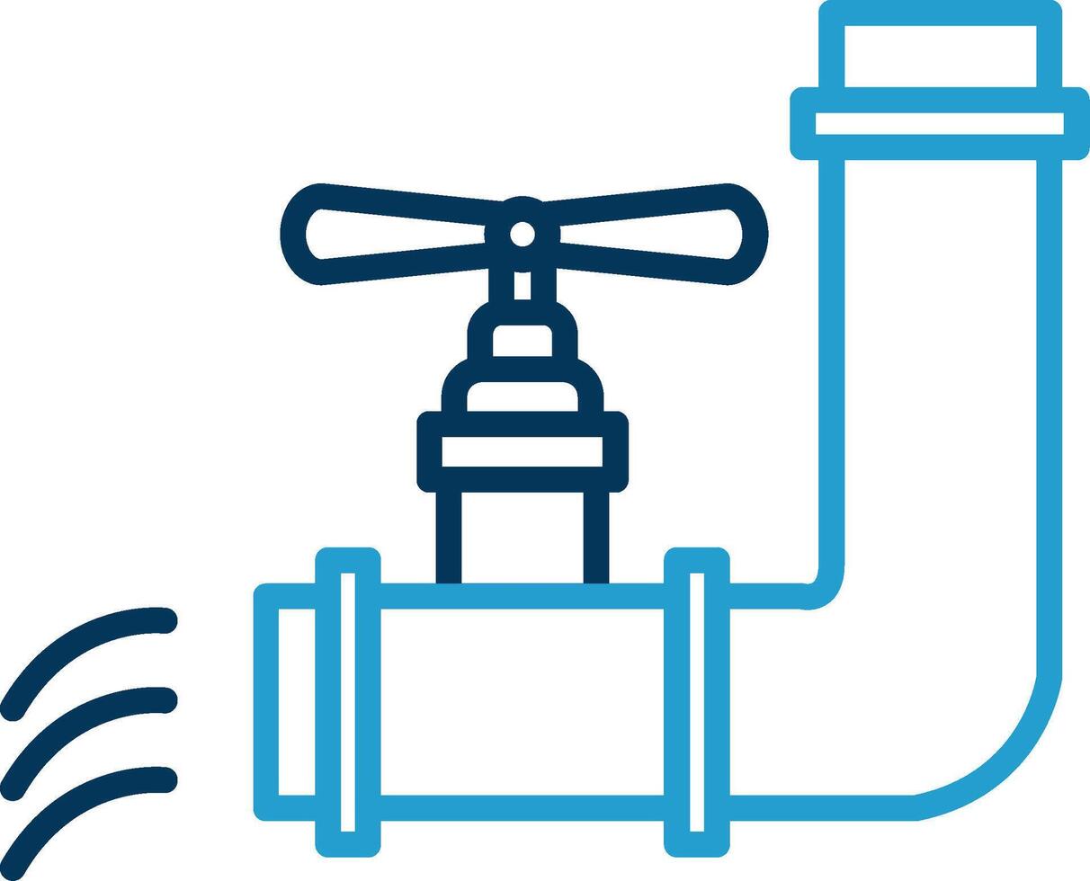 Water Supply Line Blue Two Color Icon vector