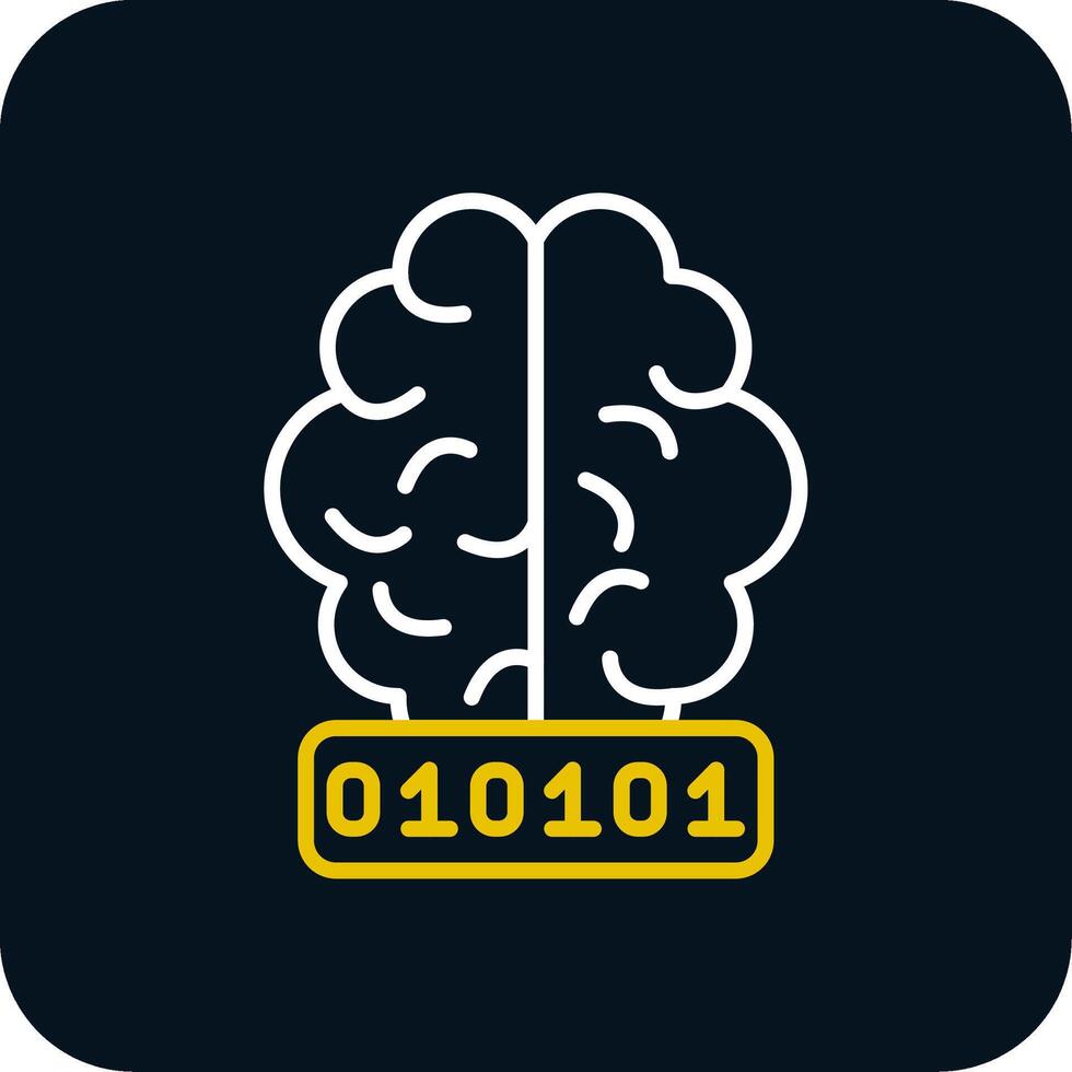 Artificial Intelligence Line Yellow White Icon vector