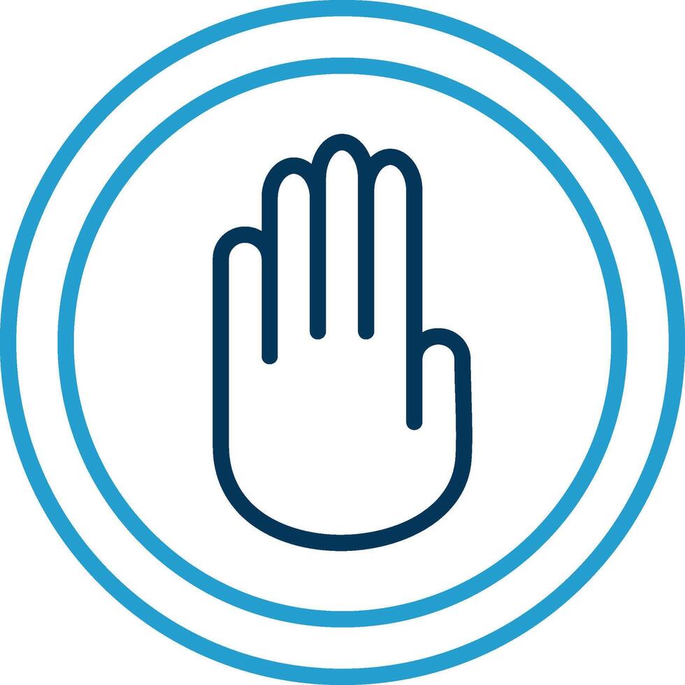 Stop Hand Line Blue Two Color Icon vector