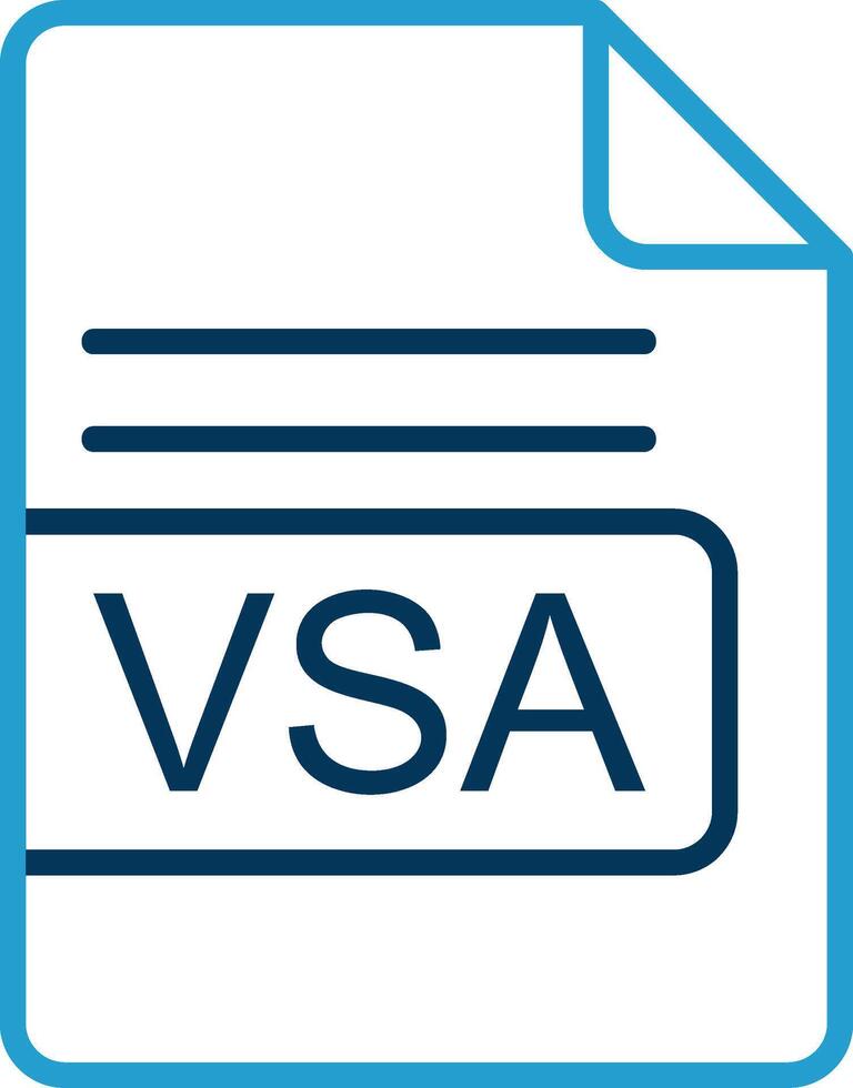 VSA File Format Line Blue Two Color Icon vector