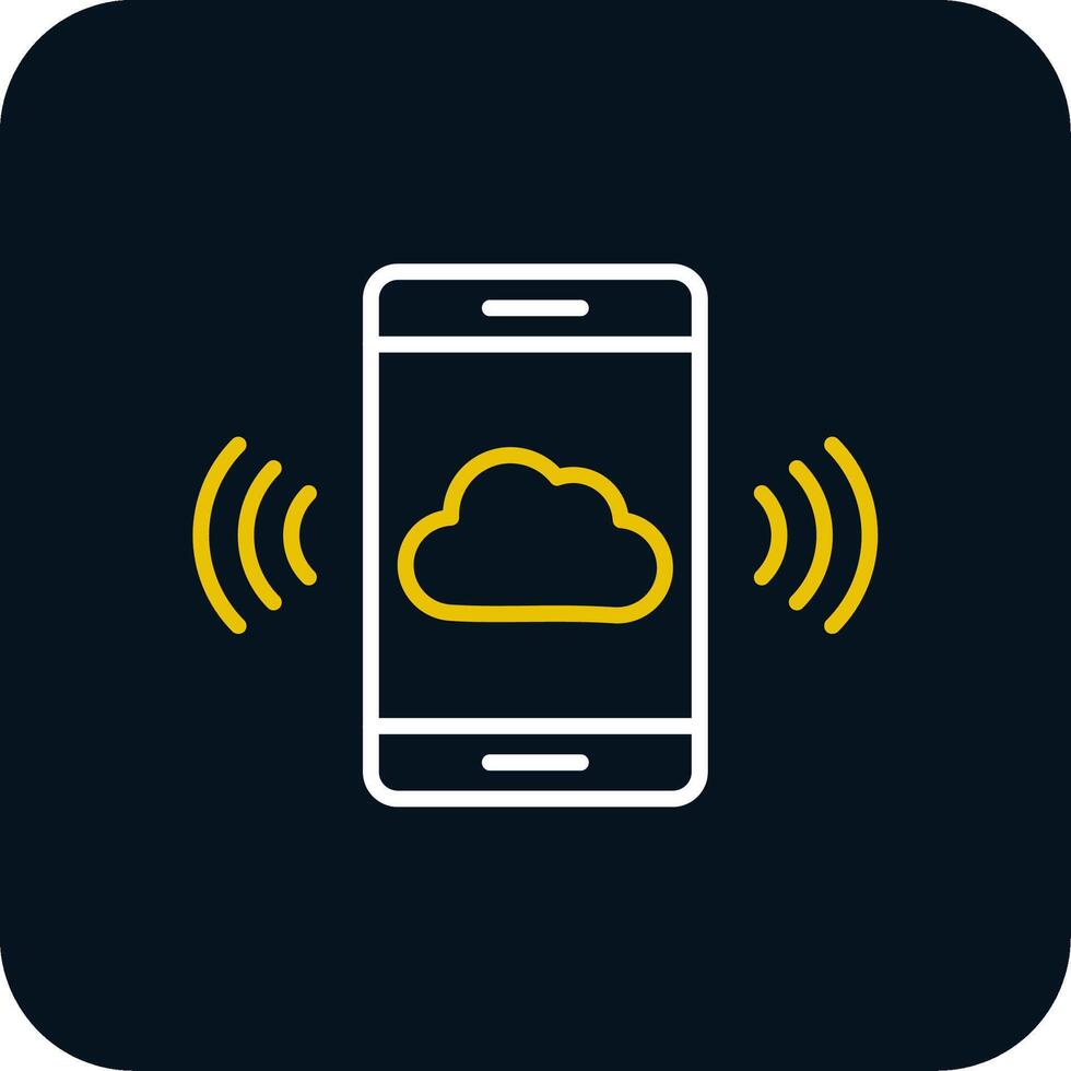 Mobile Cloud Line Yellow White Icon vector