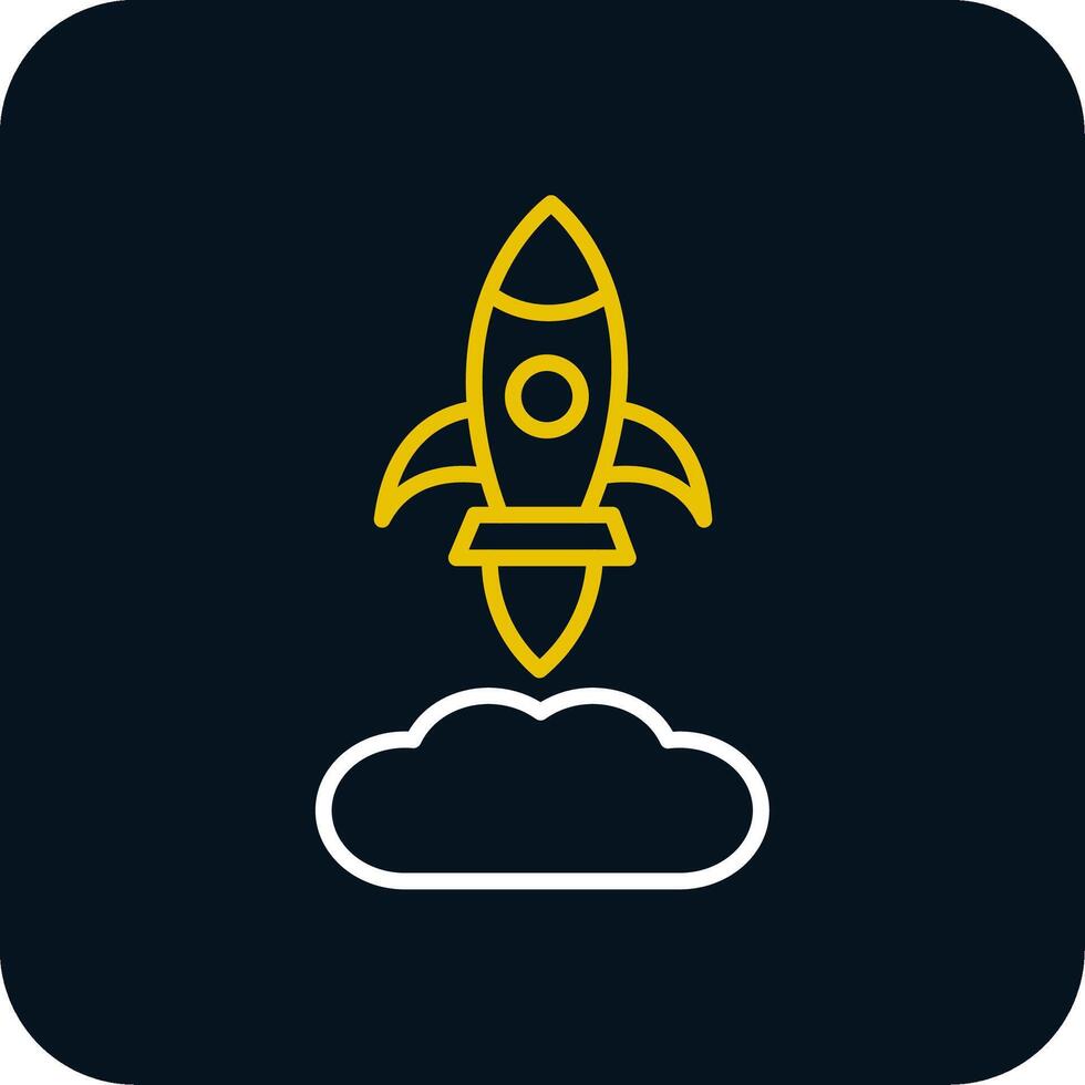 Rocket Launch Line Yellow White Icon vector