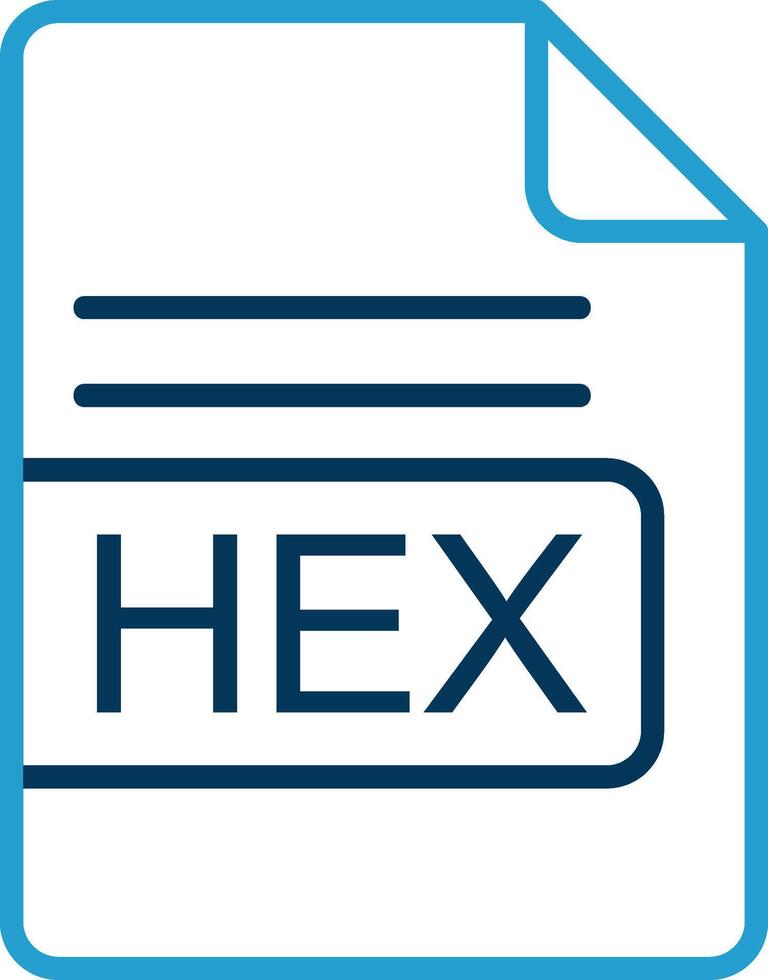 HEX File Format Line Blue Two Color Icon vector