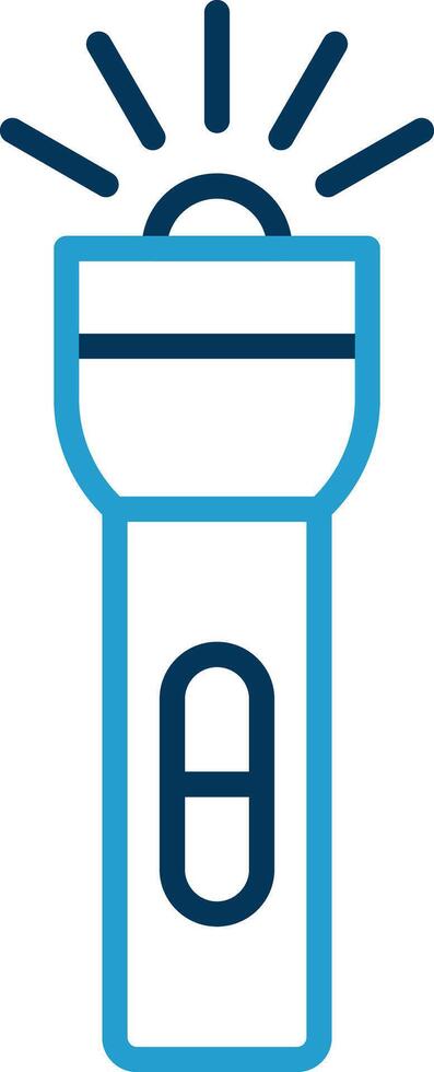 Flashlight Line Blue Two Color Icon vector
