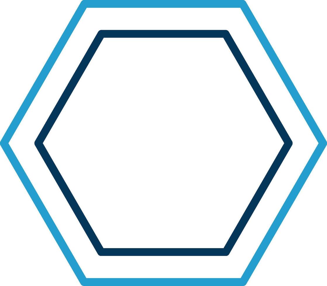 Hexagon Line Blue Two Color Icon vector