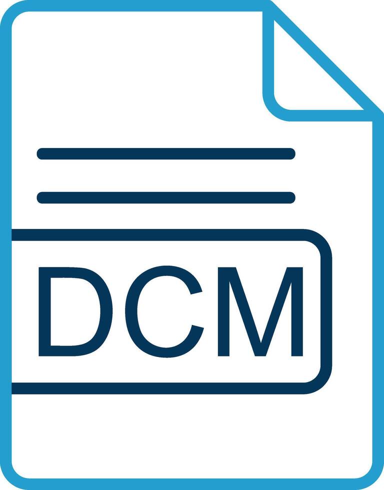 DCM File Format Line Blue Two Color Icon vector