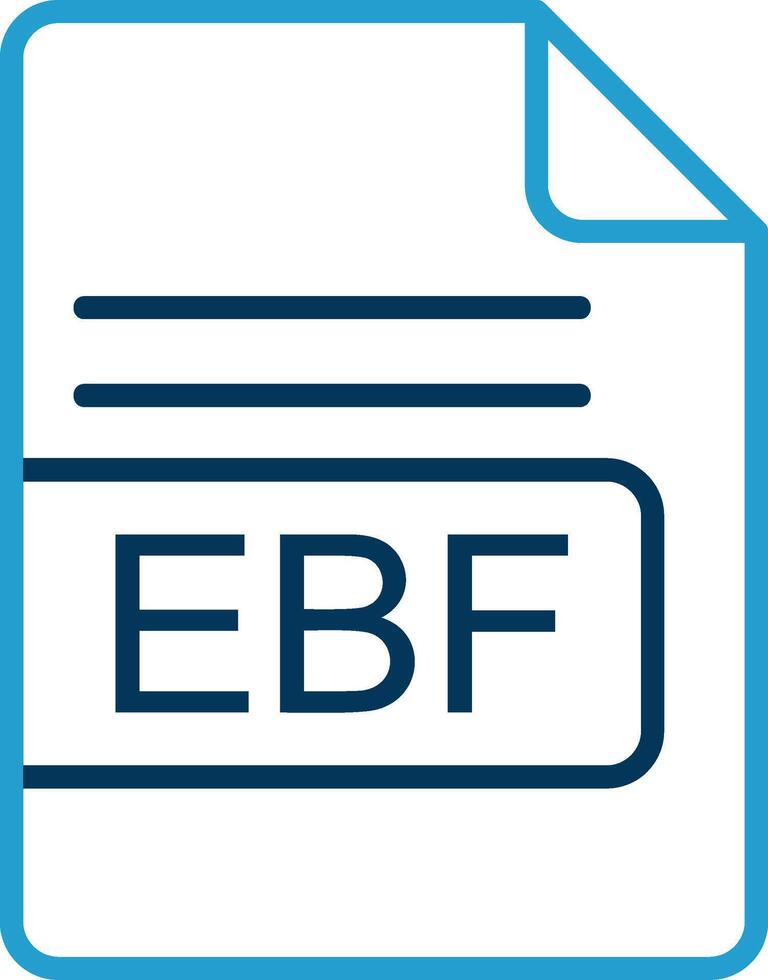 ebf archivo formato línea azul dos color icono vector