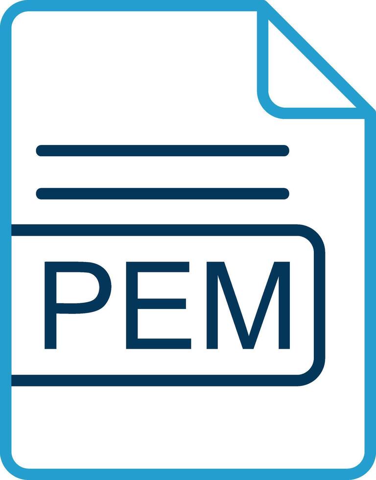 PEM File Format Line Blue Two Color Icon vector