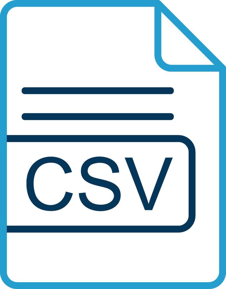 csv archivo formato línea azul dos color icono vector