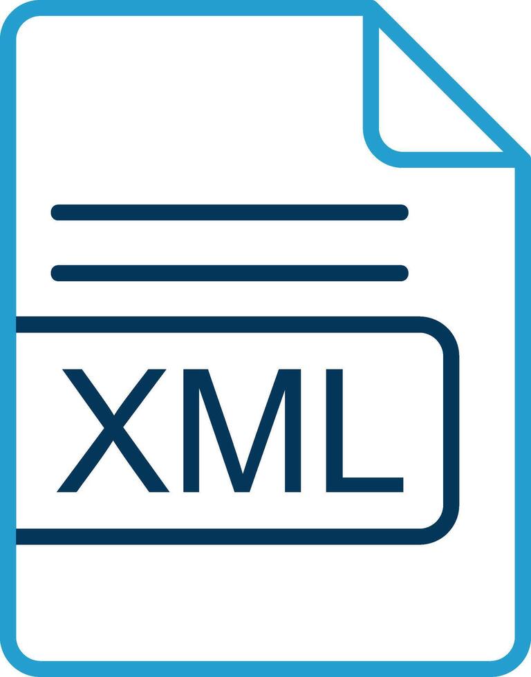 XML File Format Line Blue Two Color Icon vector