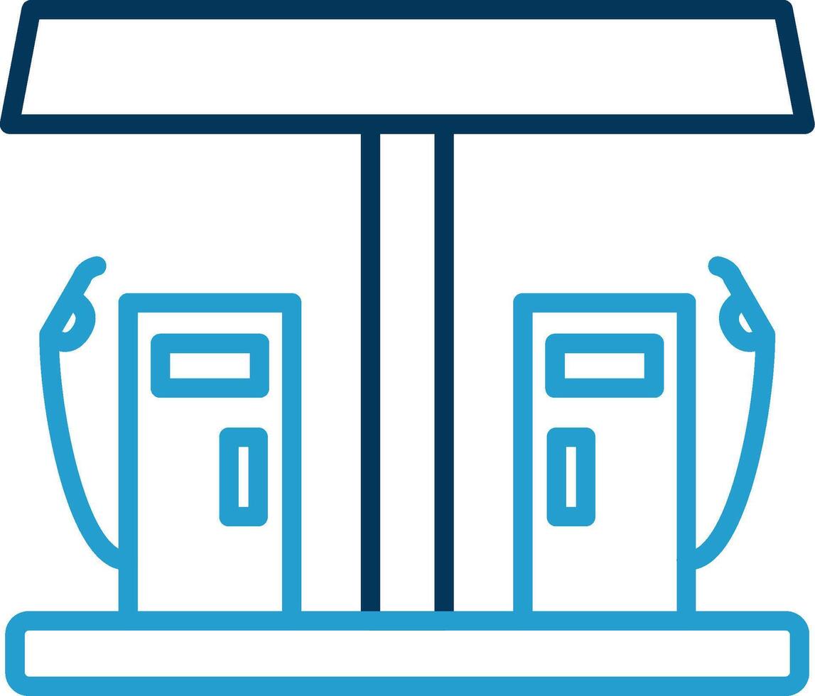 Gas Station Line Blue Two Color Icon vector