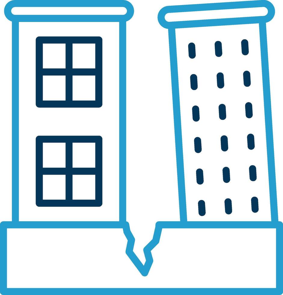 Earthquake Line Blue Two Color Icon vector