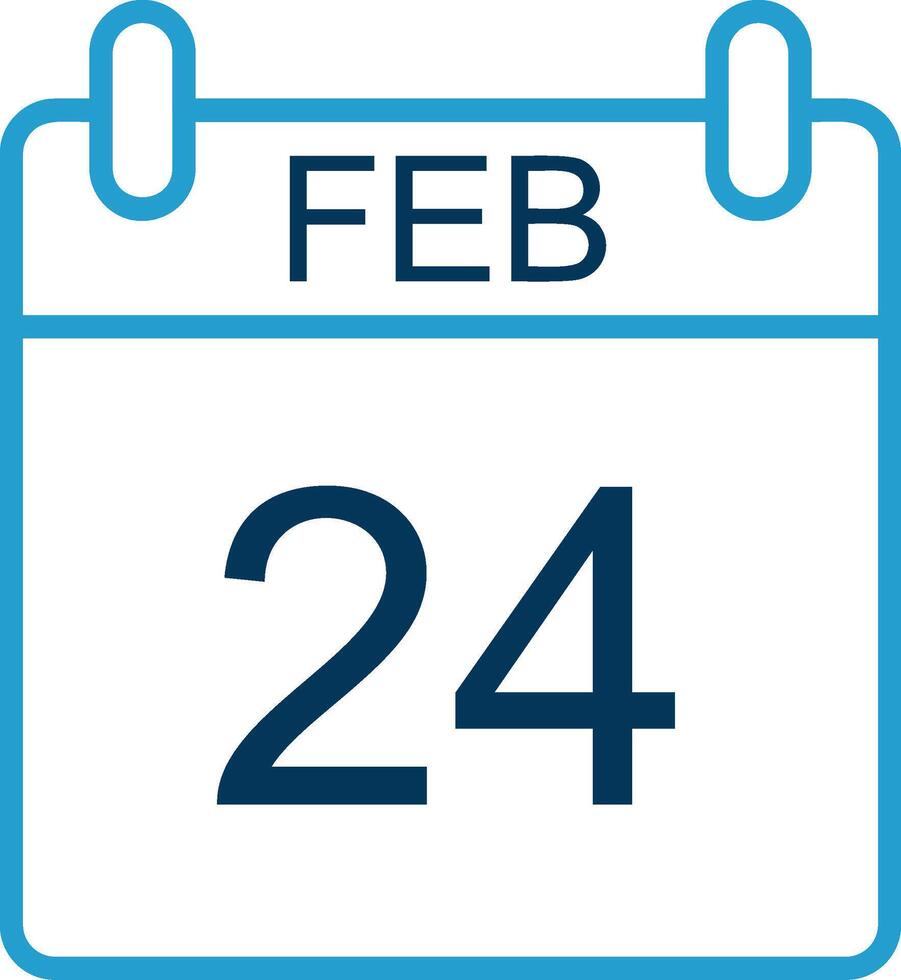 February Line Blue Two Color Icon vector