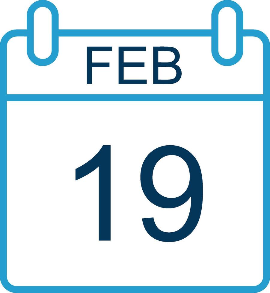febrero línea azul dos color icono vector