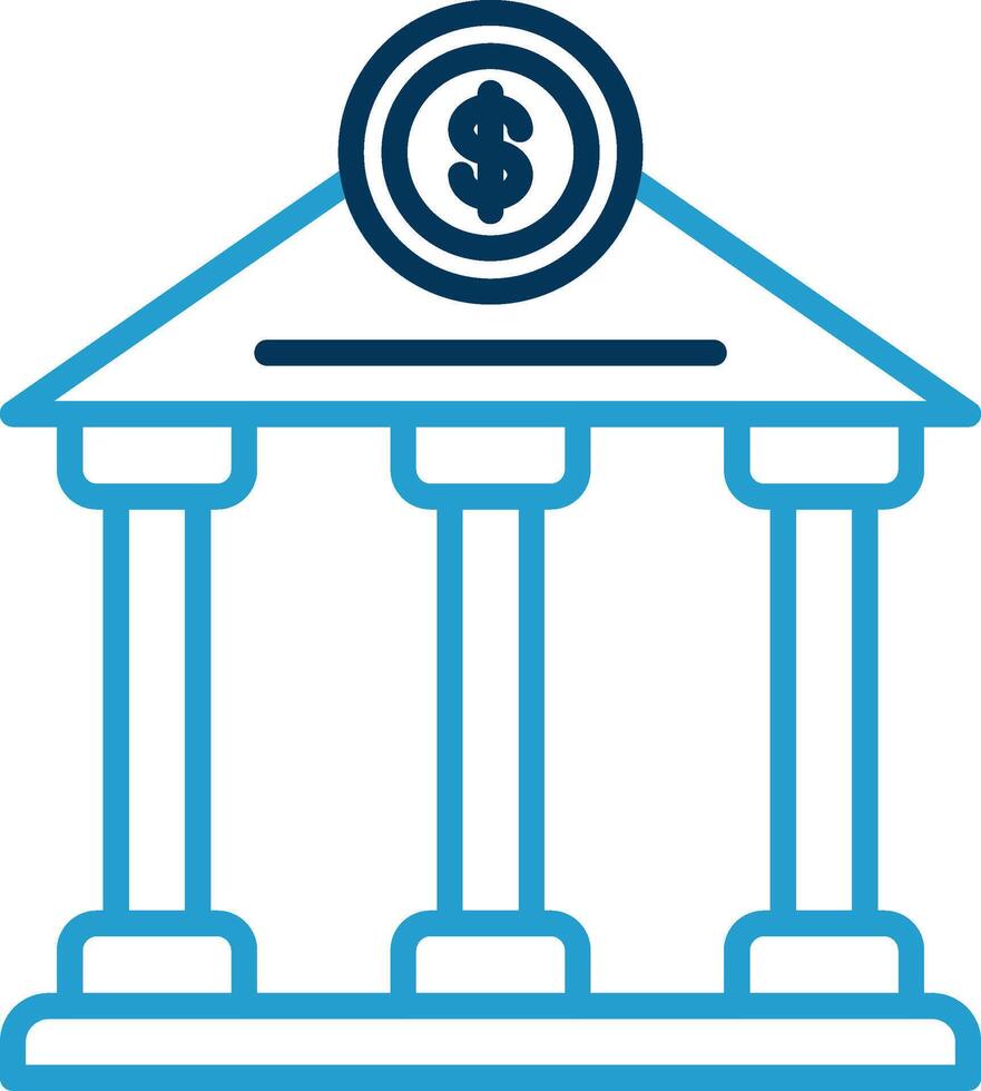 Bank Line Blue Two Color Icon vector