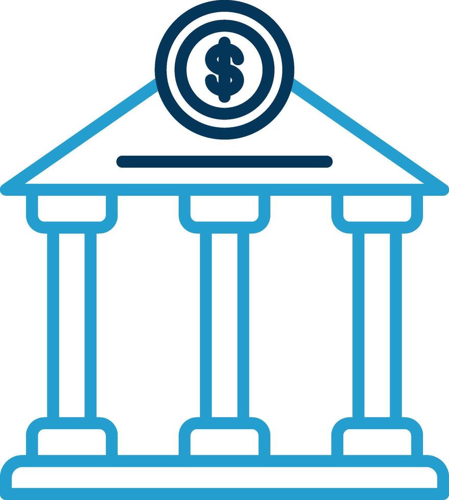 Bank Line Blue Two Color Icon vector