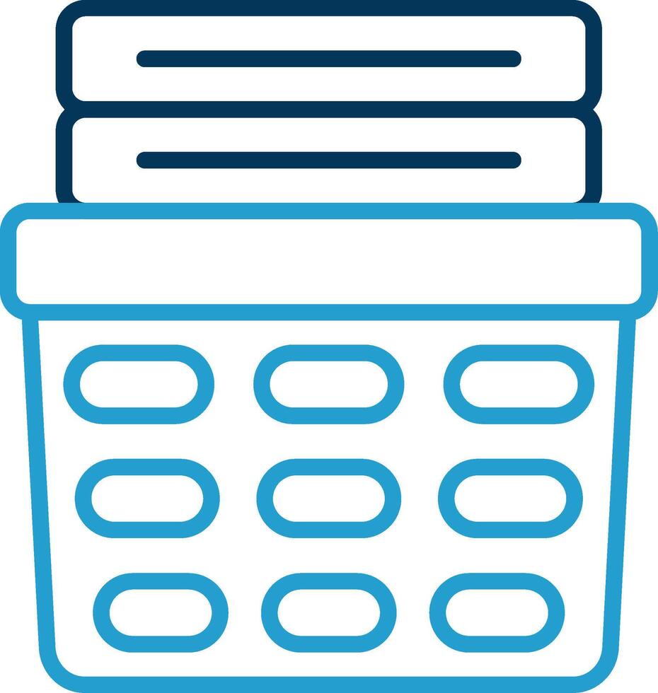 Laundry Basket Line Blue Two Color Icon vector