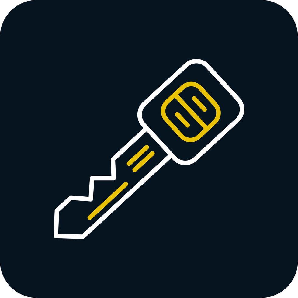 Car Key Line Yellow White Icon vector