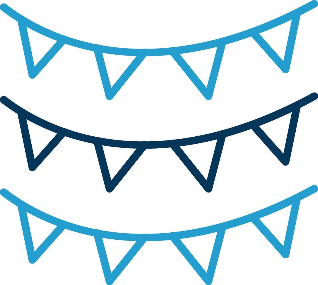 Bunting Line Blue Two Color Icon vector