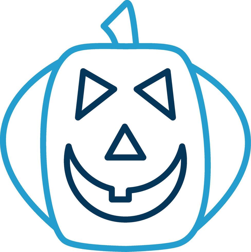 Halloween Pumpkin Line Blue Two Color Icon vector