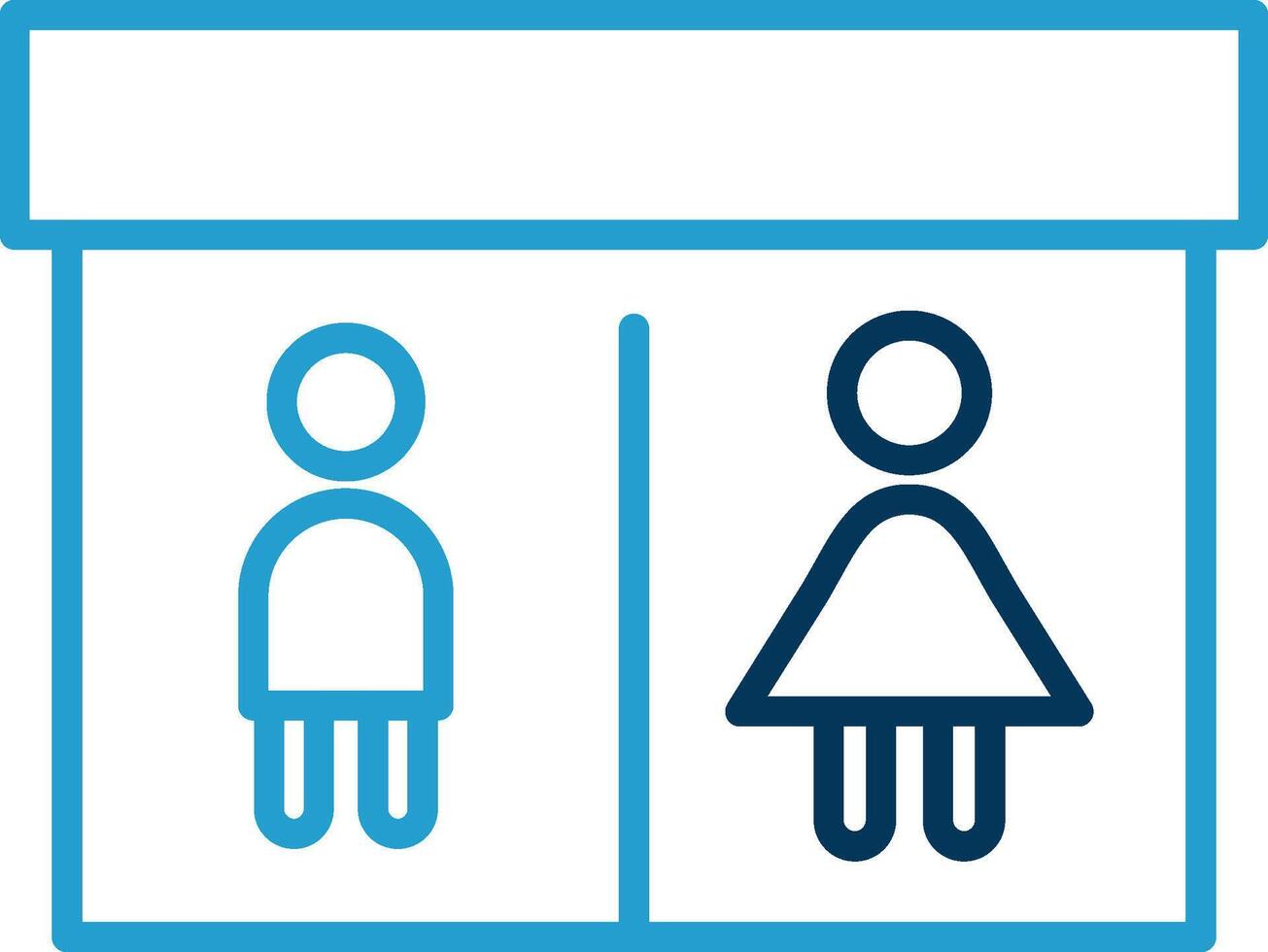 Public Toilet Line Blue Two Color Icon vector